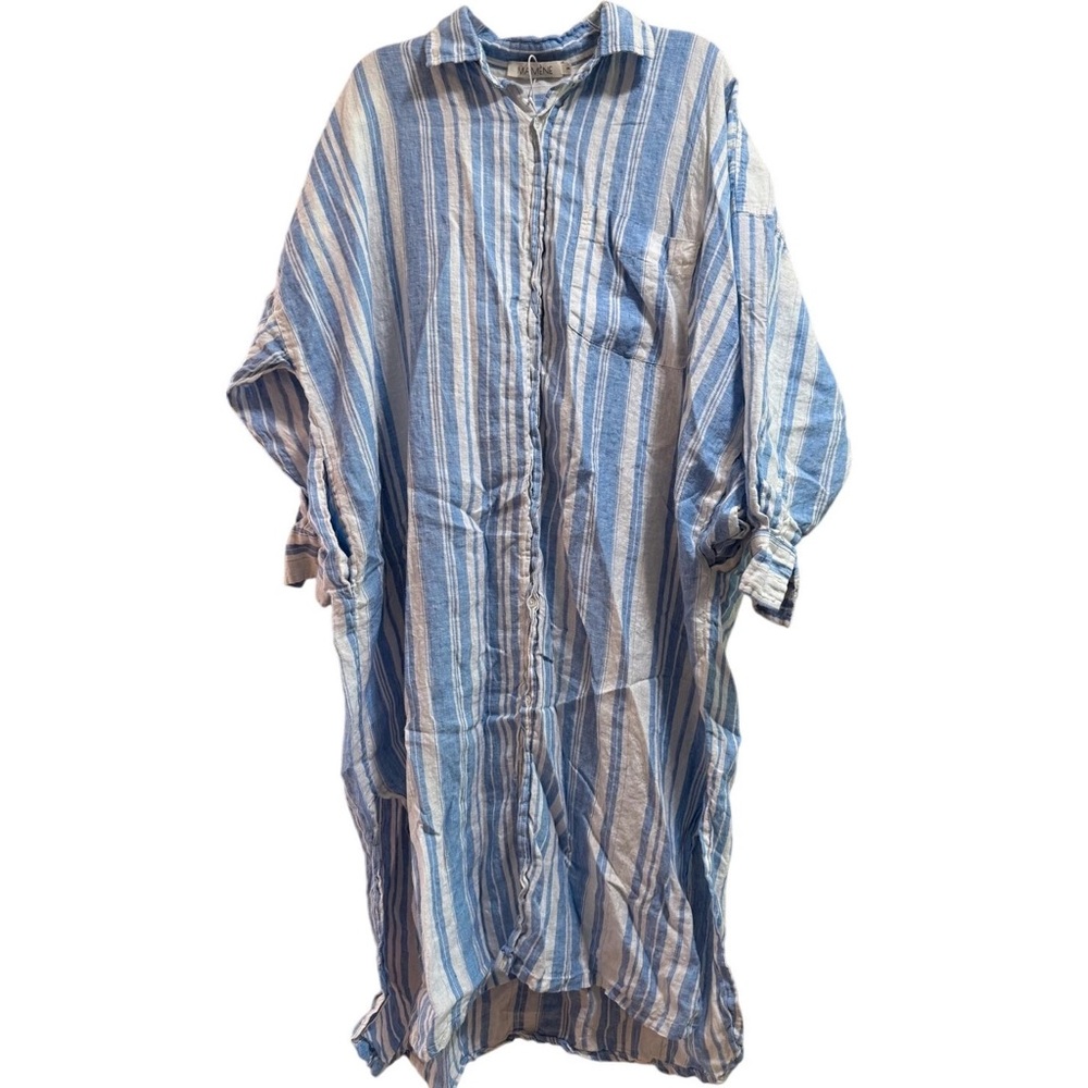Striped Blue and White Button-Up Dress
